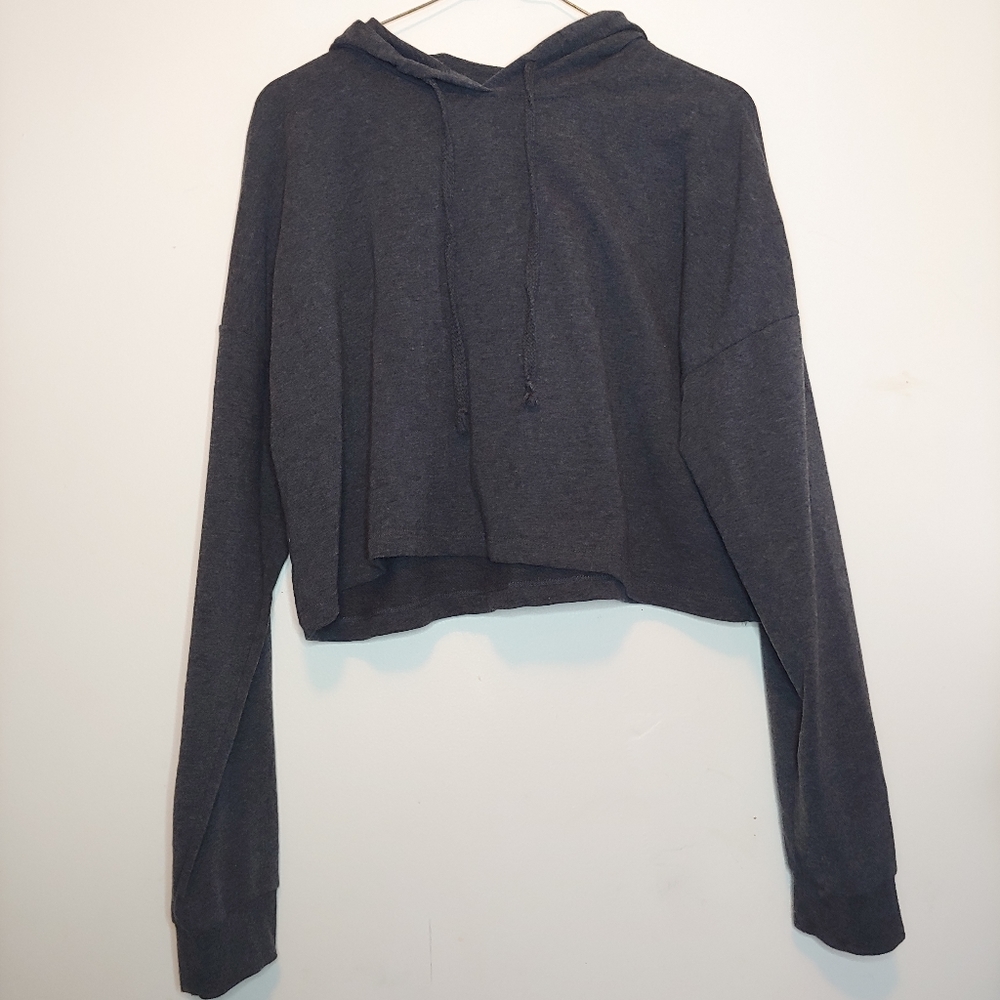 Gray Long Sleeve Crop Top